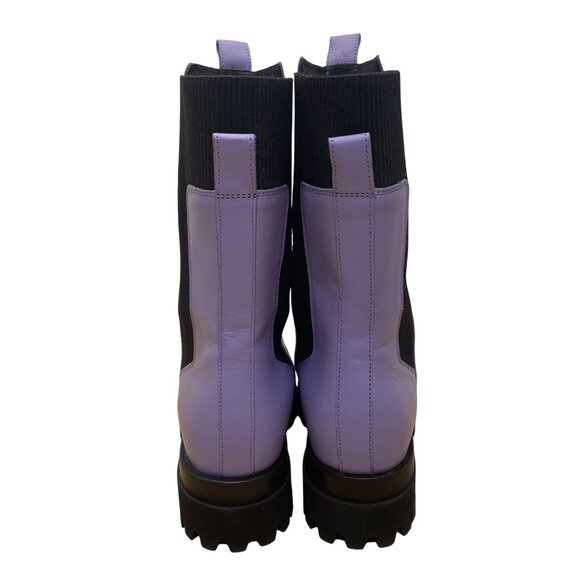 COS Women’s Purple Leather Stretch Panels Platform Hi Top Chelsea Boots Size 8 - Picture 5 of 11